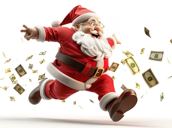 Santa Claus throwing money Adobe Stock